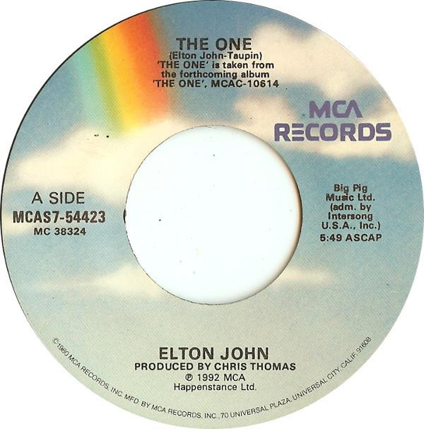 7-дюймовая пластинка ELTON JOHN The One MCAS754423 MCA Records 1992 США Рок Б/у