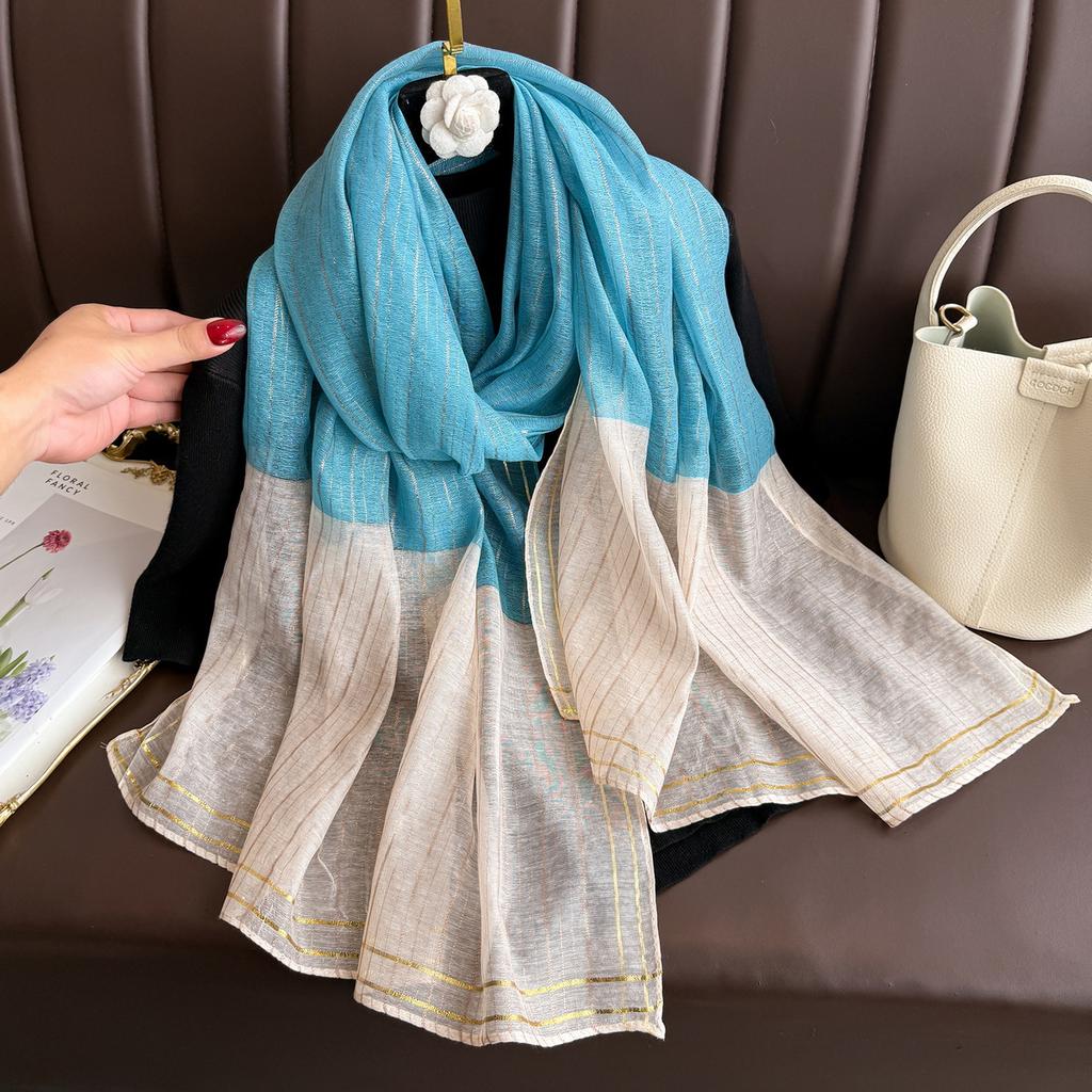 Бренд Женский шелковый шарф Женский полосатый Фуляр Женский Пашмина Шали и накидки Большого размера Шарфы Пляжное полотенце Бандана Мусульманский хиджаб