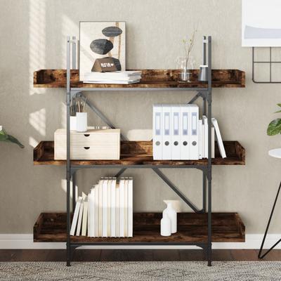 Bookshelf 3 Shelves Smoked Oak Finish 100 X 33 X 108.5 Cm Engineered Wood