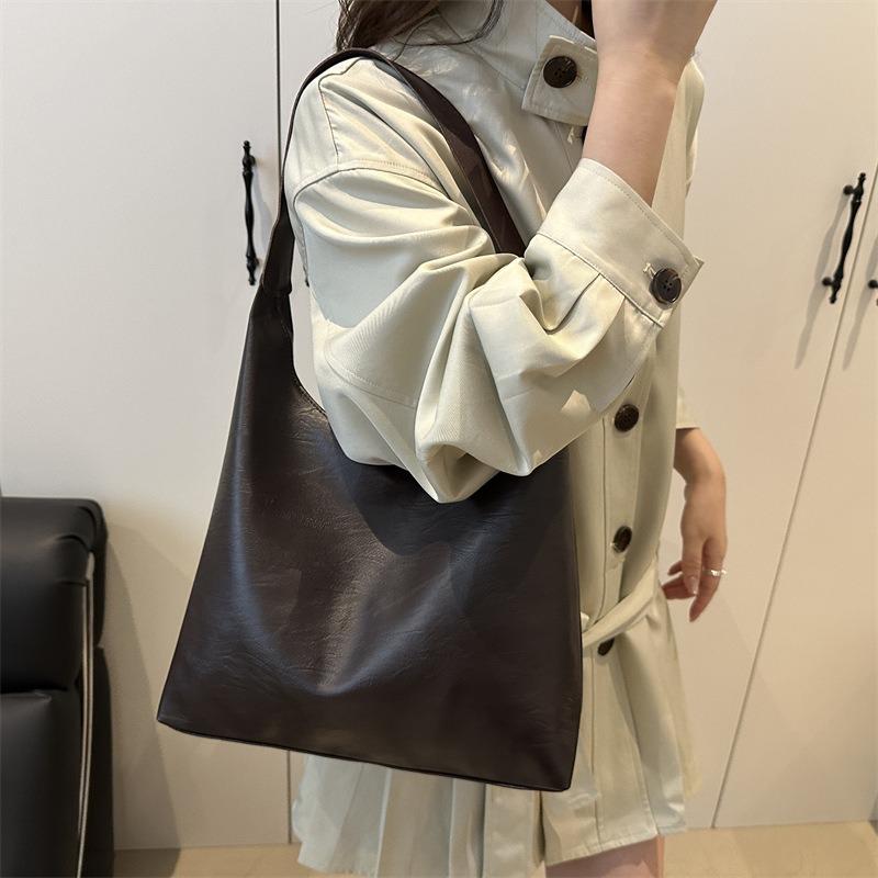 Sensation Bag Commuter Tote Bag Women's New Trendy Solid Color Texture Shoulder Bag Popular Underarm Bag