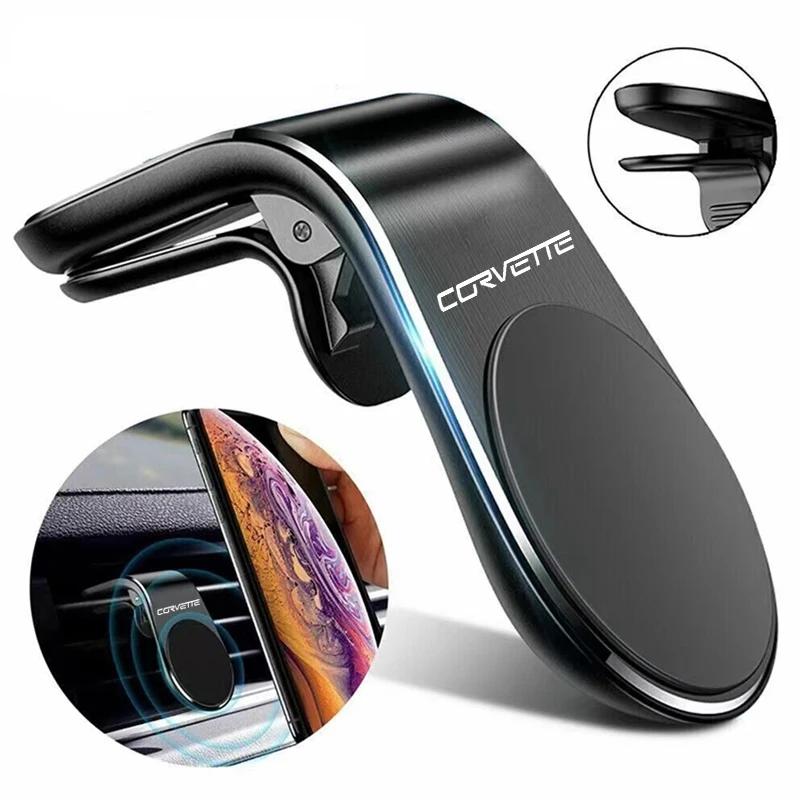 New Car Phone Holder Magnetic Car Mount For Chevrolet corvette Logo Anti Slip Phone Holder Car Magnetic L-shaped Auto Accessorry
