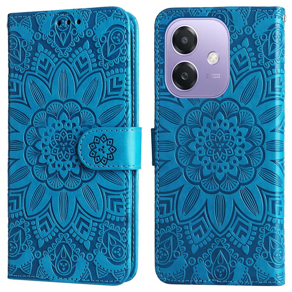 Для Oppo A5x 5G/A3x 4G/A3x 5G (Индия) Чехол Кожаный кошелек с тиснением Подсолнух Чехол для телефона