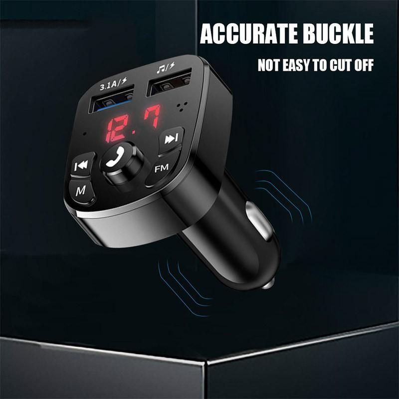 Bluetooth 5.0 Car FM Transmitter Dual USB Car Quick Charger Car Kit Car Wireless MP3 Player Adapter With Voltage Display