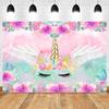 Rainbow Unicorn Birthday Backdrop for Girls  Newborn Baby Shower Decor Photography Banner for Photo Studio ShootsTapestry