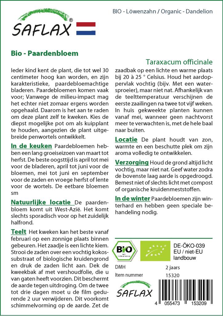 SAFLAX Garden in the Bag - Органический - Одуванчик - 400 семян - С субстратом в подходящем стоячем пакете - Taraxacum officinale