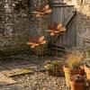 Cast Iron Flower Garden Stake Weathered Rust Finish Flower Yard Art Decor Rustic Plant Stakes  Yard
