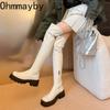 Fashion Stretch Women Over the Knee High Boots Fashion Soft Leather Shoes Autumn Winter Thick Heel Ladies Knight Long Booties
