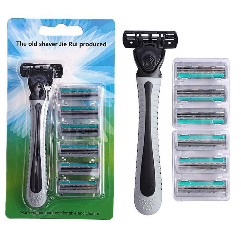 Бритва мужская бритва с тремя слоями лезвий из нержавеющей стали многоразовая бритва для удаления волос старого стиля со смазывающей полоской ручная бритва