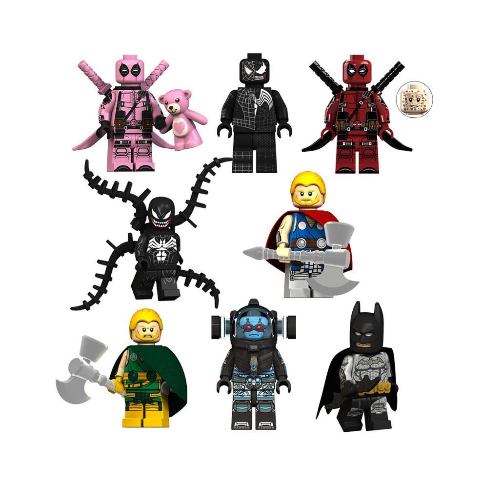 24pcs Superhero Venom Iron Man Spider-Man Hulk Hawkeye Superman Loki Deadpool Building Blocks Figurine Toys