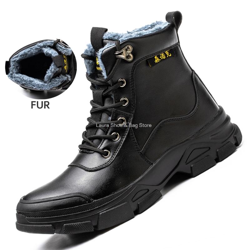 Fashion High Top Soft Safety Shoes For Men Work Sneakers Steel Toe Cap Kevlar Midsole Anti-punture Work Sneakers Ankle Winter Boots Male