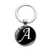 1PC A-Z Initial Name Letter Pendant Keychains Holder Round Alphabet Keyrings Art Photo Glass Cabochon Vintage Jewelry
