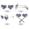 Unique Costume Party Favor Heart Glasses Rimless Sunglasses Sunglasses for Women Heart Sunglasses