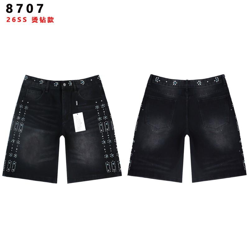 2026 Mens Denim Shorts Oversized Fit Streetwear Unisex Casual Jeans