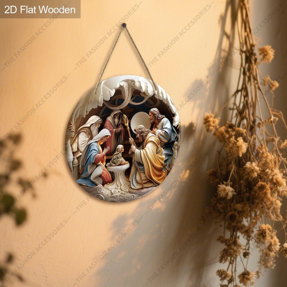 Подвеска «Святая ночь», украшение для стен или дверей дома, плоская деревянная 2D, рождественское украшение, подарки для друзей и семьи
