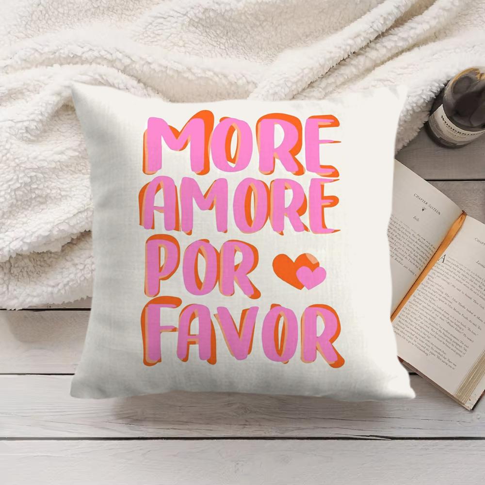 Colorful Maximalist More Amor Cushion Cover Short Plush DoubleSided Printing Home Machine Washable in Warm Winter Pillow Cover