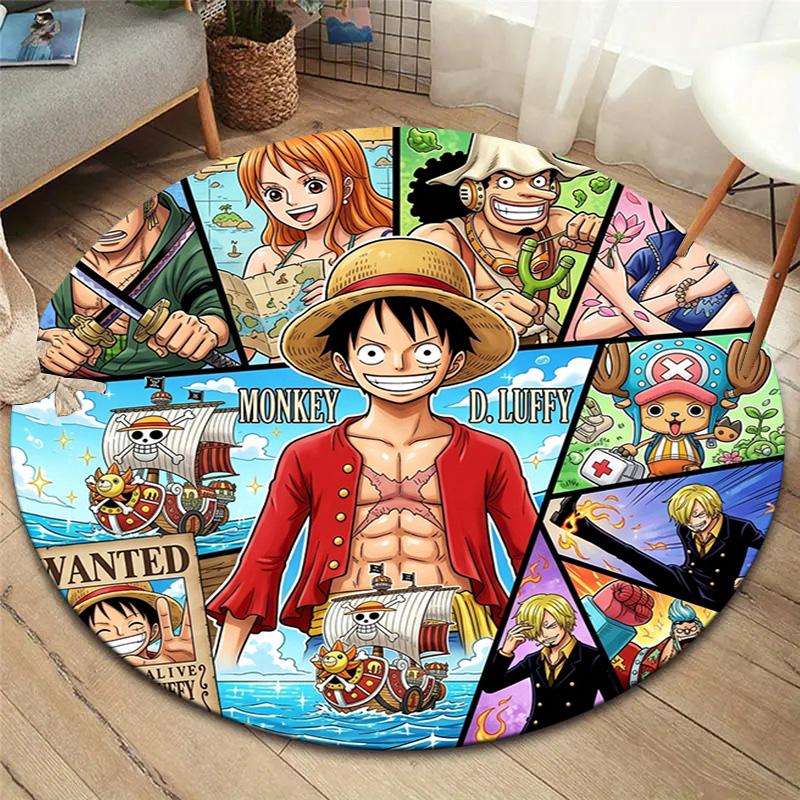 One Piece Poster Round Area Rug Carpet Rug For Living Room Bedroom Sofa Playroom Decor Nonslip Floor Mat