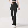 Women High Waist Fake Two Piece Flared Skirt Pants Elastic Yoga Casual Leggings
