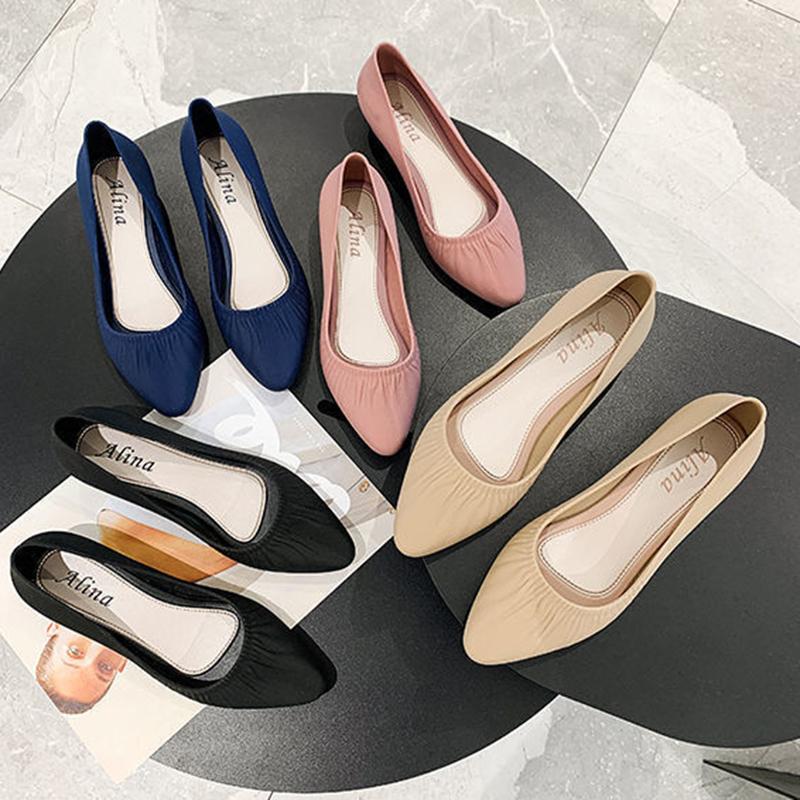 Весенние корейские босоножки с острым носком и матовой поверхностью, одинарные туфли с покатым каблуком, средний каблук, универсальные и модные нескользящие туфли