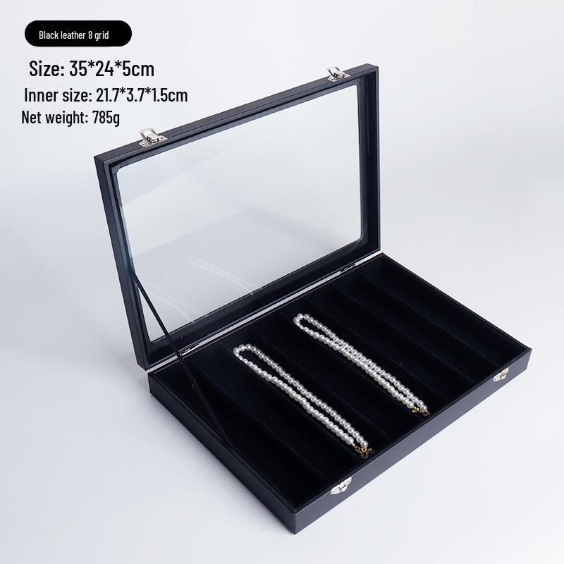 Черная бархатная шкатулка для украшений с решеткой и крышкой — высококачественное пыленепроницаемое хранилище для ожерелий, колец и сережек