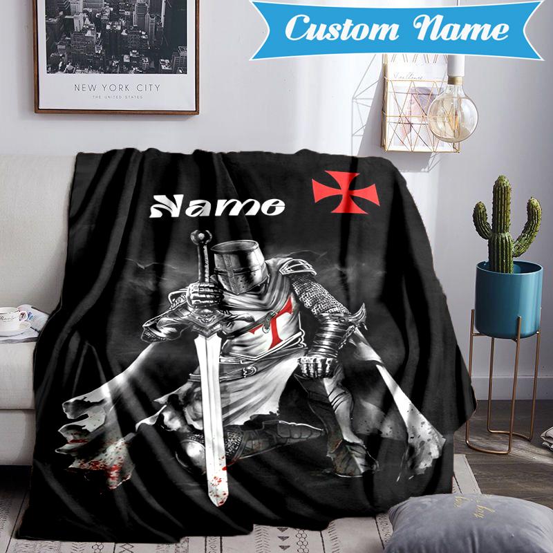 Custom Name Knightly Valor Chivalry Blanket Lightweight Ideal Bedding Blanket Perfect for Travel, Camping, Living Rooms, Sofas, Christmas gift