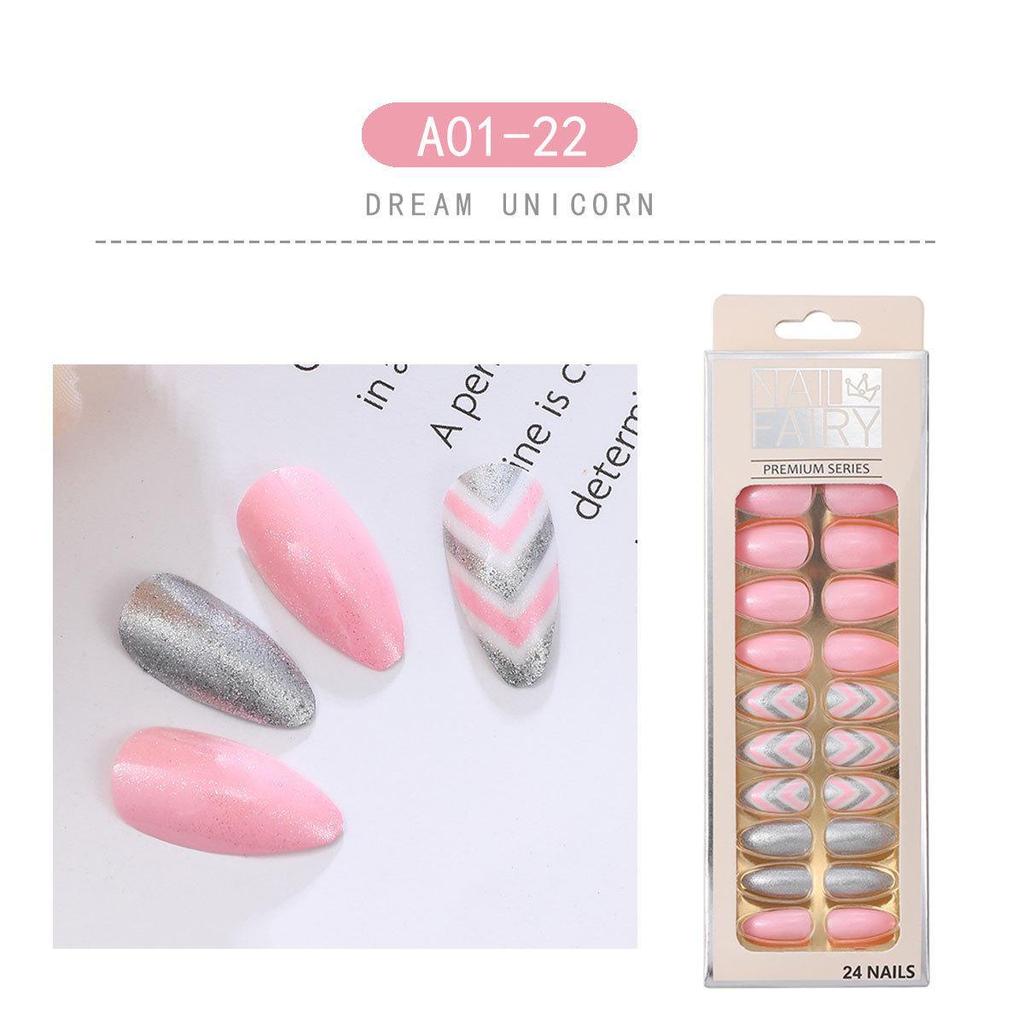 Набор из 24 съемных капель для дизайна ногтей: Острые, носимые, накладные ногти