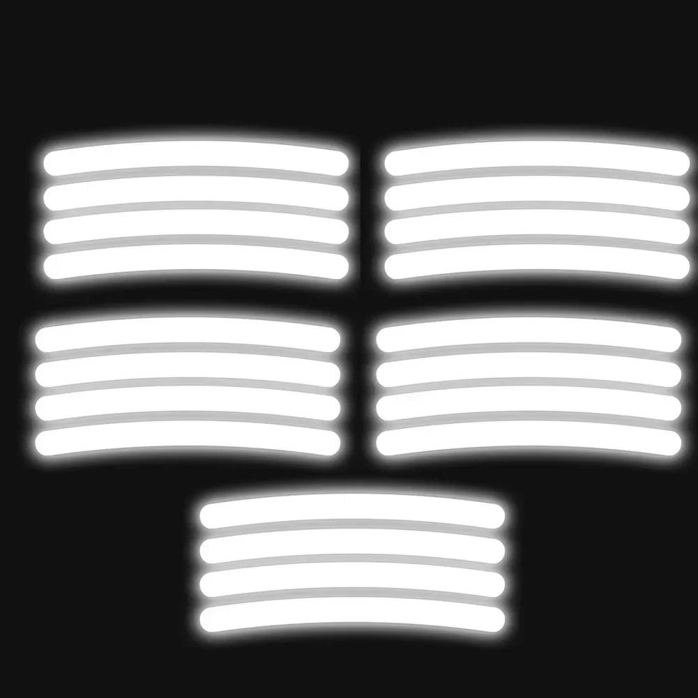 20 шт. светоотражающие наклейки на ступицу колеса автомобиля, светоотражающие полосы на обод шины, светящиеся для ночного вождения, наклейки на колеса автомобиля, велосипеда, мотоцикла