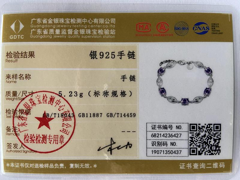 925 Sterling Silver Purple Big AAA Zircon Bracelet Jewelry