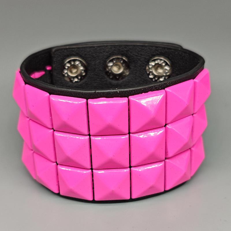 Европейско-американский панк-браслет из многоцветной кожи с заклепками – Мужской широкий браслет из ПУ