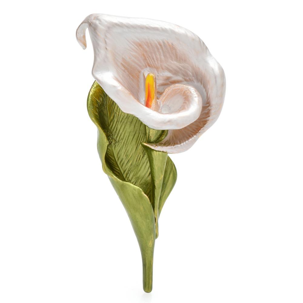Metal Geometric Brooch Colorful Vintage Brooch Luxury Enamel Calla Flower Brooch Party