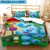 Cartoon Blue dog 3pcs Bedding,Including 1pc Duvet Cover And 2pcs Pillowcases Perfect for Christmas,Ideal for Bedroom, Dormitory