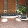 Day and Night - Day and Night Garden Furniture 9 Pieces and White Cushions Solid Pine Wood