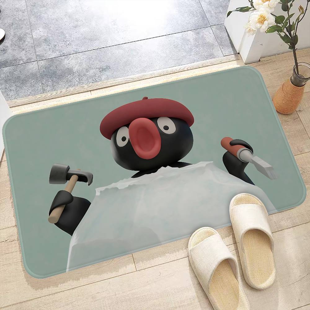 Children Animation P-Pingu Door Mat Washable Non-Slip Living Room Sofa Chairs Area Mat Kitchen Doormat Area Rug