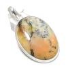 Honey Dendritic Gemstone Handmade 925 Sterling Silver Jewelry Pendant 2.60" B8b46