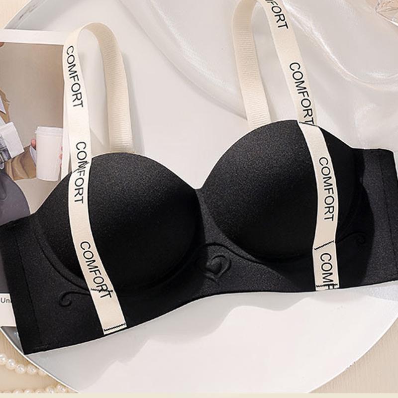 Бесшовный бюстгальтер с буквенным принтом, без стальных колец, женский удобный бюстгальтер со сборками, сексуальное регулируемое нижнее белье
