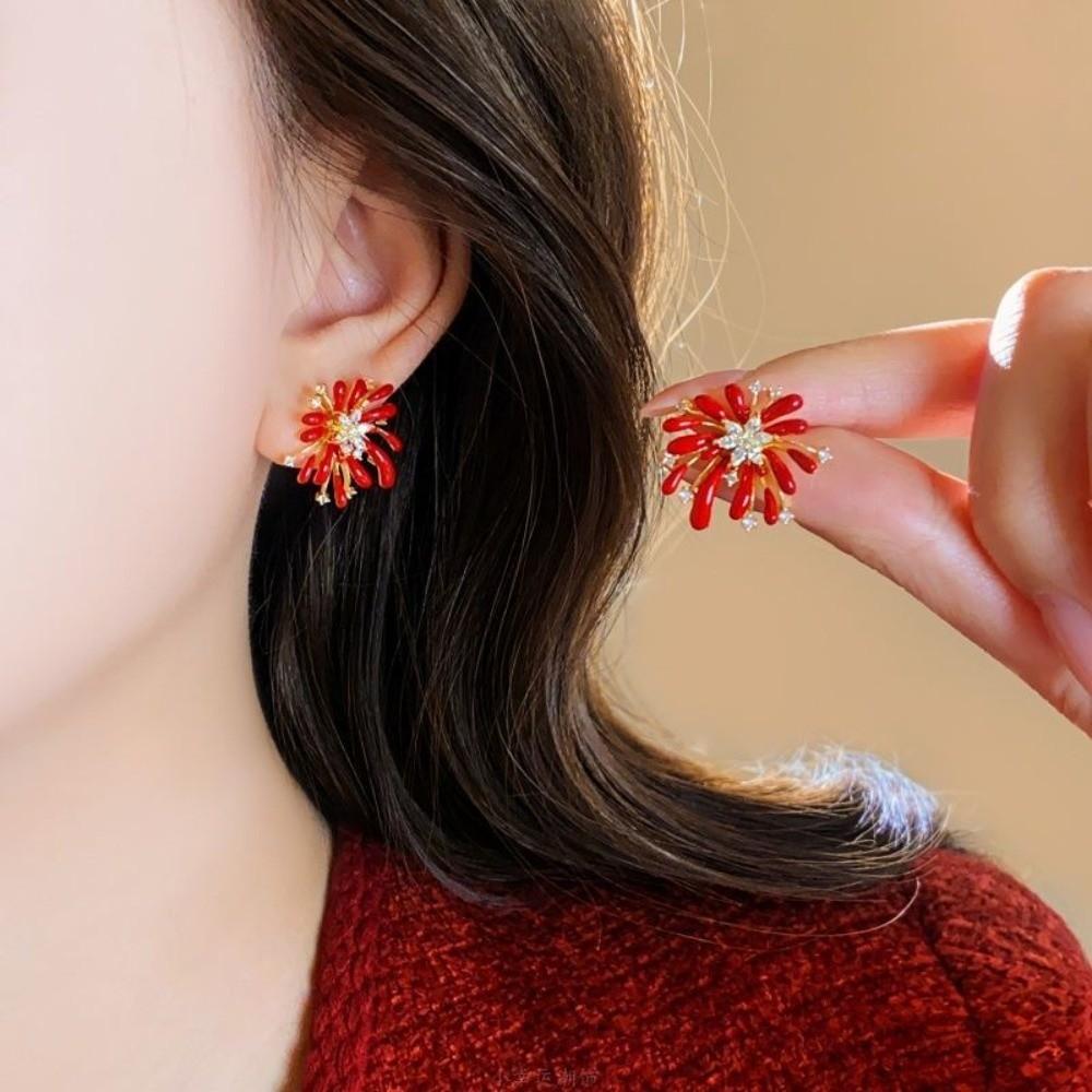 Rhinestone Chinese Style Earrings Fashion Jewelry Fireworks Drop Earrings Chinese Wedding Party