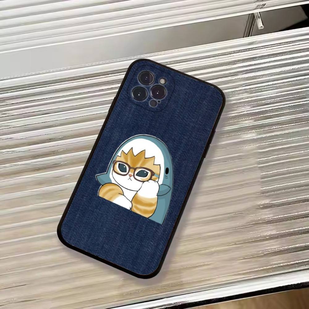 M-Mofusand Кот Милый Мультяшный Чехол Для Телефона Для iPhone 17,16,15,14,13,12,11 Plus,Pro Max,XS,Мягкий Силиконовый Черный Чехол