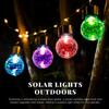 Solar Hanging Lights Outdoor Solar Powered Lighting with Multi-Color Changing Cracked Glass Globe for Garden Yard Patio Fence