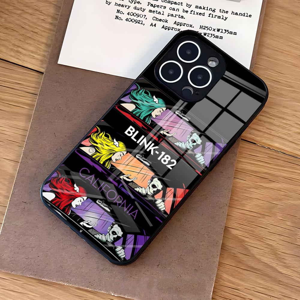 Rock Band B-Blink 182 Phone Case For IPhone 17 Air 16 E Pro Max 15 14 13 Mini 12 Pro 11 Max Plus Black Glass Cover