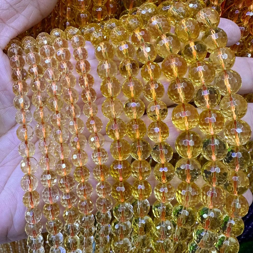 Гидротермальные цитриновые граненые бусины 6 мм 8 мм 10 мм, бусины из кристалла цитрина, бусины из желтого кварца для изготовления ювелирных изделий
