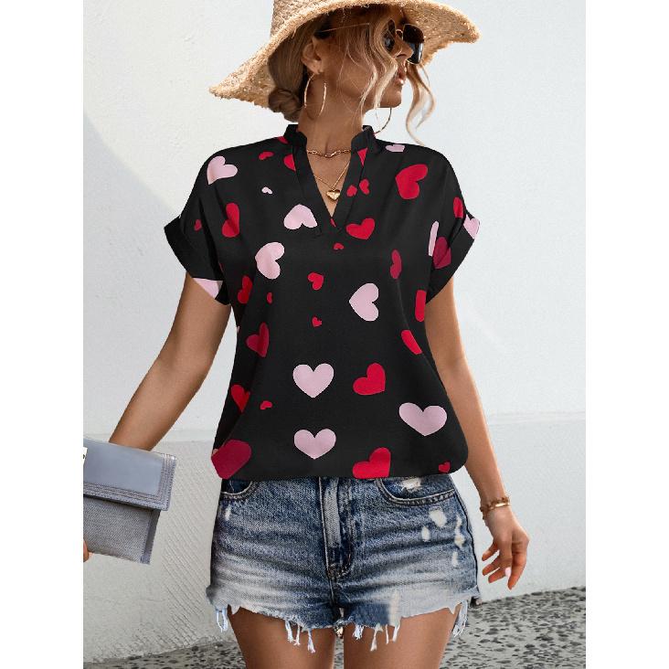 Spring and summer new women's clothing hot-selling heart print shirt