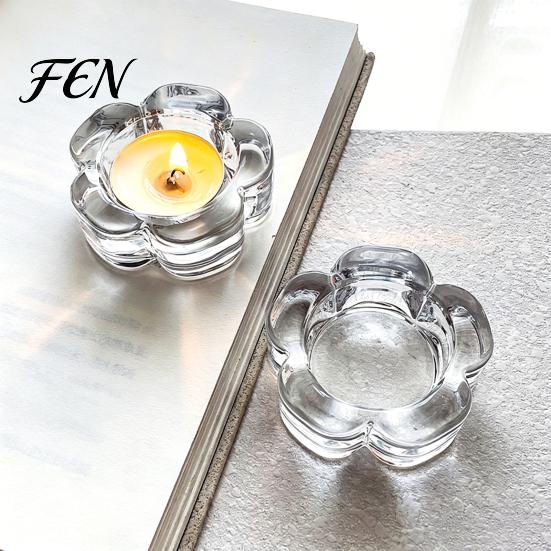 Compact Candle Holder Glass Flower Tealight Holder, Plum Blossom Bump Resistant for Home Party Decor, Wedding Table Centerpiece Decorative