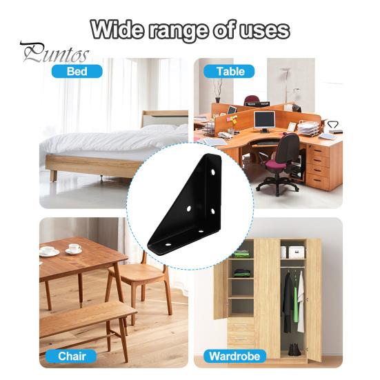 5Pcs Corner Brace Brackets Rustproof Corrosion Resistant Simple Installation 90-Degree Triangle Gusset Corner Brace Fasteners