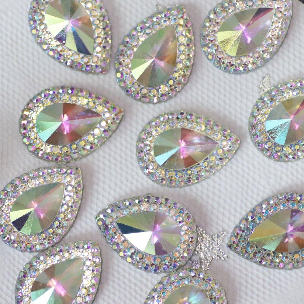 Аппликация ручной работы с плоской задней частью, хрустальные камни, блестящие капли воды, горный хрусталь AB, красочный орнамент из смолы