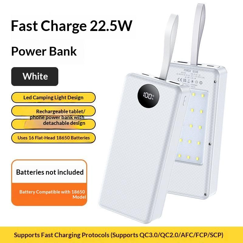 P12 12pcs 18650 Battery Power Bank Case Shell Diy Dual Usb Type C 10W 22.5W 15W Wireless Charging Battery Not Included For Phone