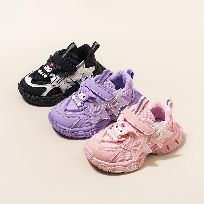Девочки спортивная обувь мультяшная мода детская повседневная сетчатая обувь 2025 осень новинка сетчатая дышащая девочка папины кроссовки