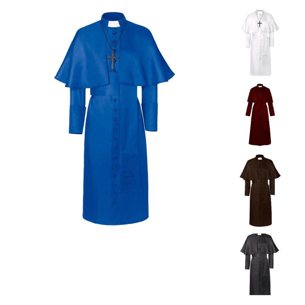 Костюм средневековой рясы священника для мужчин и женщин, ренессансный косплей, плащ с капюшоном