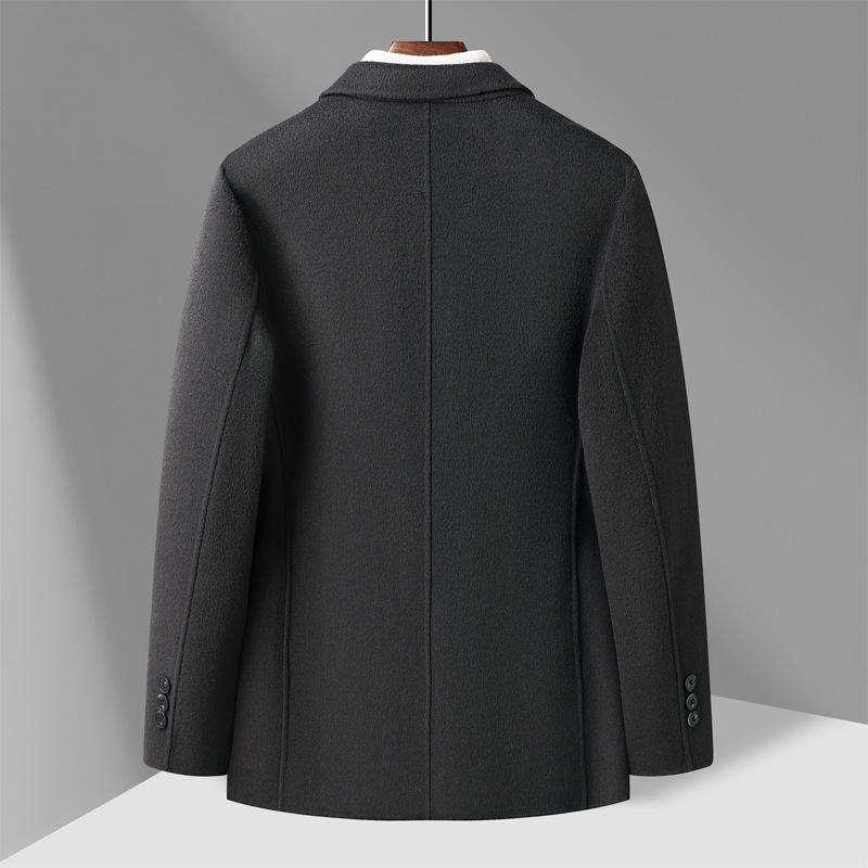 Новый мужской сшитый вручную двусторонний шерстяной костюм, модный повседневный шерстяной пиджак
