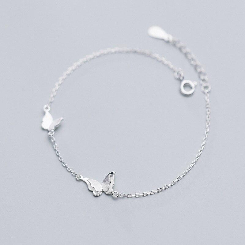 Fashion Korean 925 Sterling Silver Butterfly Charm Bracelet &Bangle For Women Jewelry SL352