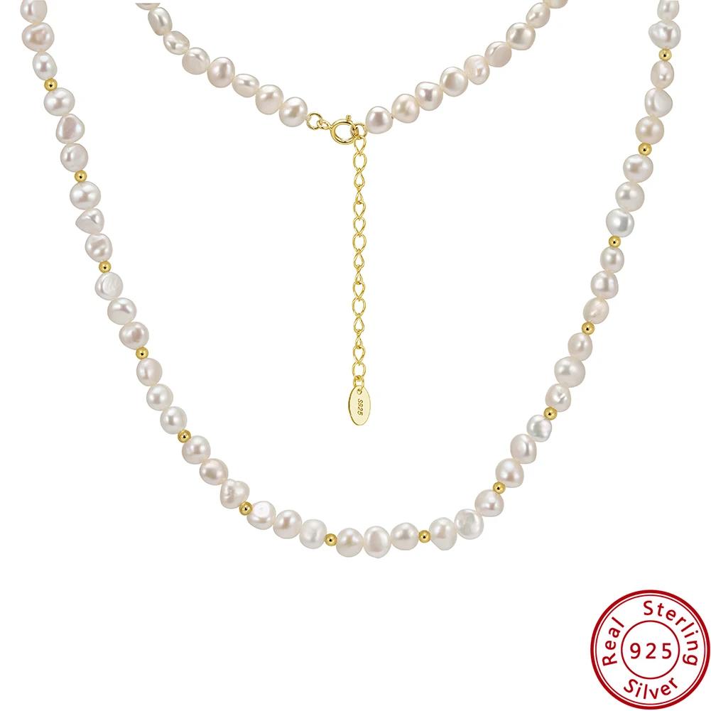ORSA JEWELS Ручная работа 925 пробы Стерлинговое Серебро Неправильная Жемчужная Барокко Жемчужина Ожерелье для Женщин Бусины Чокеры Ожерелья Украшения GPN94