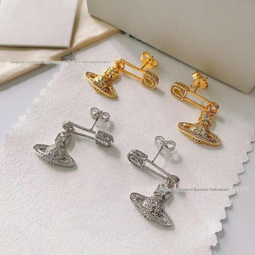 Серьги-гвоздики XJ Saturn с безопасной застежкой, полностью усыпанные бриллиантами, Cross Track для женщин